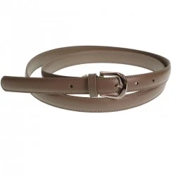 Ceinture cuir fine taupe femme