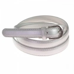 Ceinture pour femme en croute de cuir coloris argent