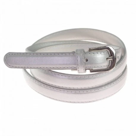 Ceinture pour femme en croute de cuir coloris argent