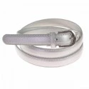 Ceinture cuir fine argent 2cm