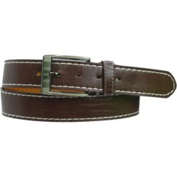 Ceinture marron fil blanc